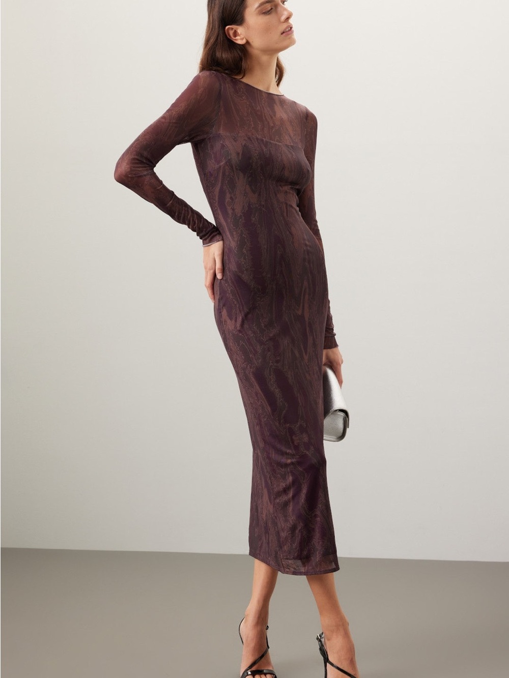 Long Sleeve Plum Sheath Dress